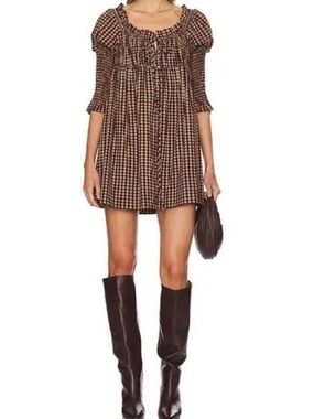 Free People Star Dip Mini Dress Black Combo Size M